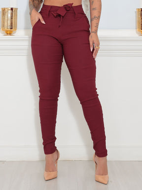 Calça Alfaiataria Feminina Skinny Lycra Com Laço Social 3